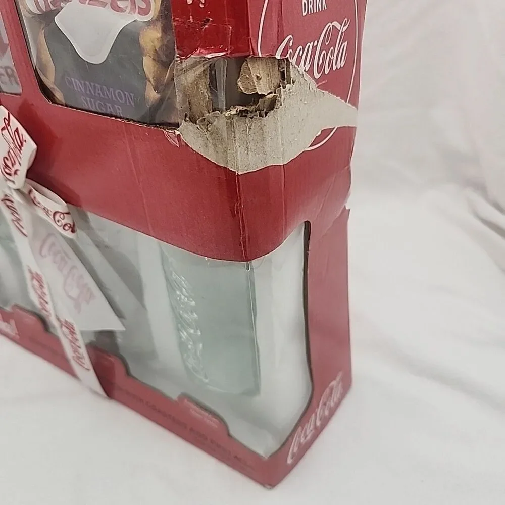 Glassware COCA COLA COLLECTORS SET, 4 Glasses, Coasters, Pretzels Vintage Coke